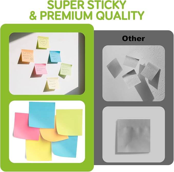 Stick Notes 3x3, Bright Color Stick Notes, 18 Pads, Super Sticky & Recyclable - Image 3