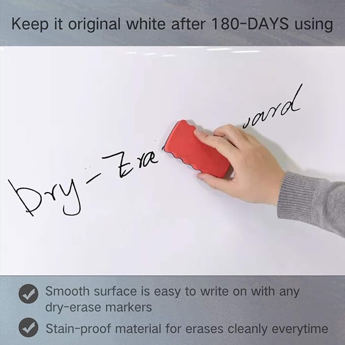 Magnetic Whiteboard Contact Paper for Wall 36 x 24 inches, Magnetic Dry Erase White Board Sticker with Non-Adhesive Backing for Office Home School-DeskLoop Office