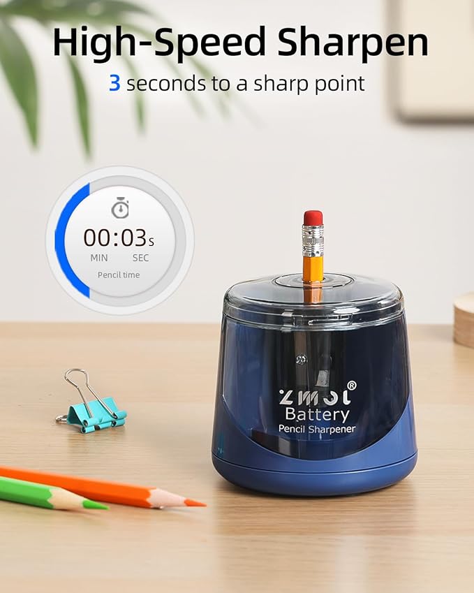 ZMOL Battery Powered Electric Pencil Sharpener, Small Battery Operated Colored - Image 5