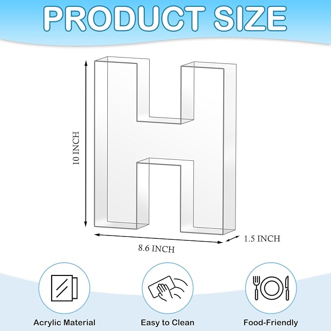 10" H Clear Acrylic Letter Charcuterie Board Box, Reusable Fillable Decorative - Image 2