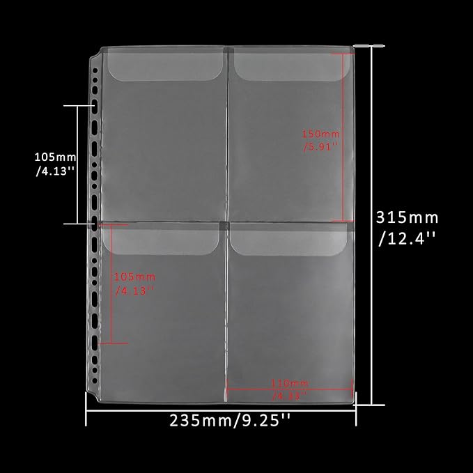Mogoostry A4 Binder Pockets Zipperless Cash Envelopes 4 Pocket Binder Sleeves - Image 2