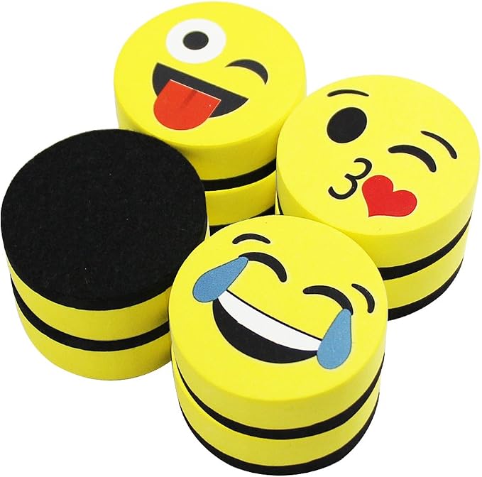 VIZ-PRO Magnetic Smiley Face Circular Whiteboard Eraser / 8 Pack of 2" Dry by VIZ-PRO