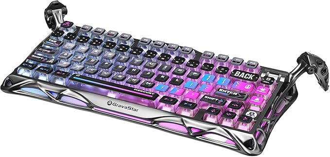 GravaStar Mercury K1 Pro Wireless Mechanical Gaming Keyboard, 75% Layout RGB Custom Keyboard, Electroplated Glossy Frame, Hot-Swappable Linear Switches – Cyberpunk Edition-DeskLoop Office