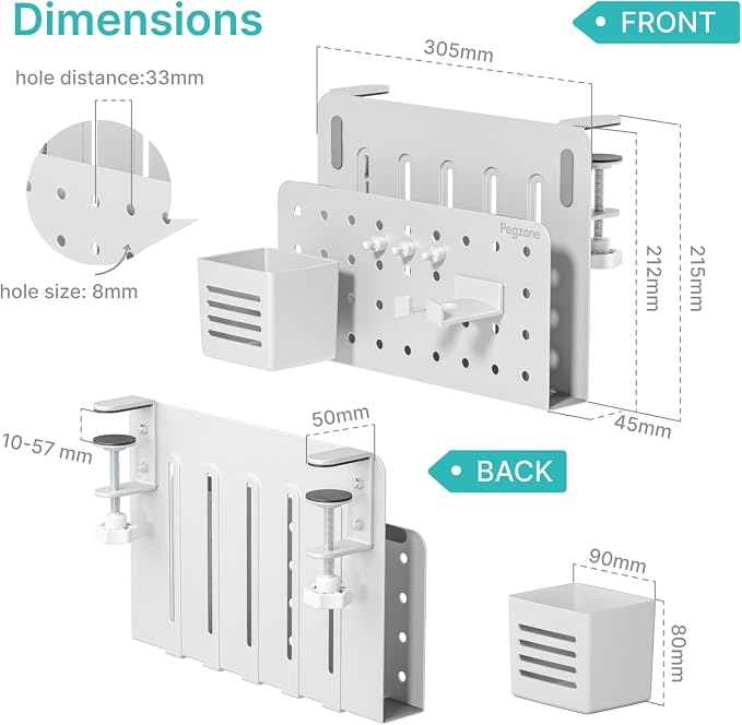 PEGZONE Desk Side Storage Organizer, No Drill Under Desk Laptop Holder - Image 6