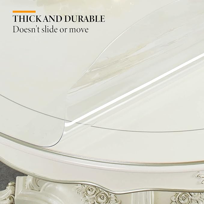 Deep Dream 1.5mm Thick 58 Inches Clear Round Table Protector, Round Table Cover - Image 2