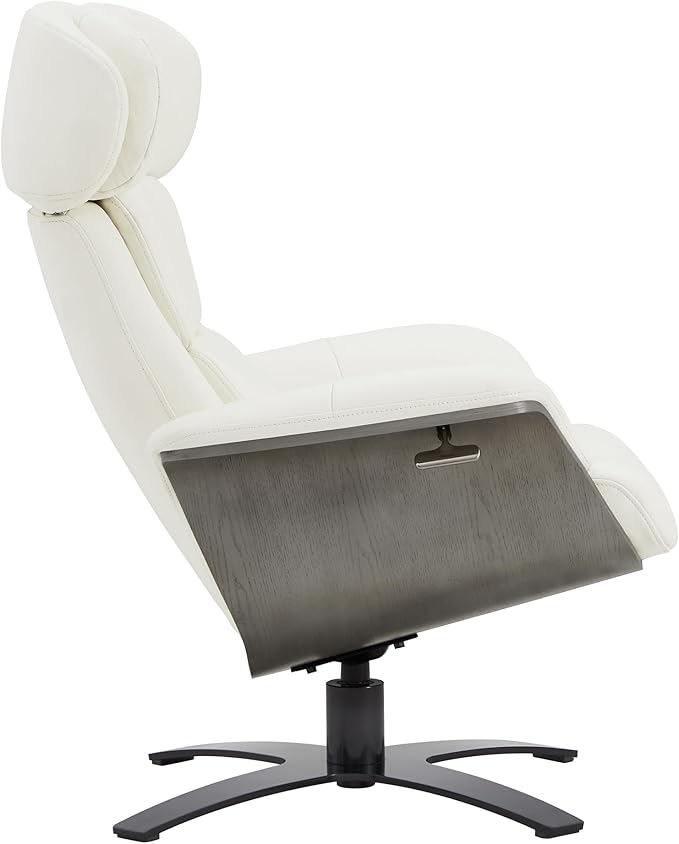 CHITA Genuine Leather Reclining Swivel Chair with Adjustable Headrest and Ottoman for Living Room, White-DeskLoop Office