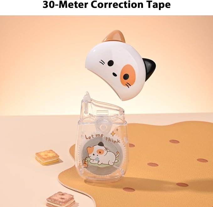 2Pcs Cute Cat White Correction Tape Kawaii Extra-Long Correction Tape – 98ft - Image 3