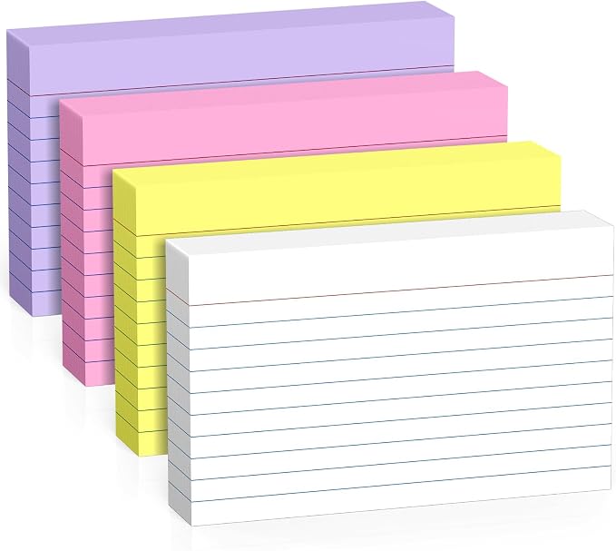 Colored Index Cards 3x5, Flash Cards College Ruled by Nichela