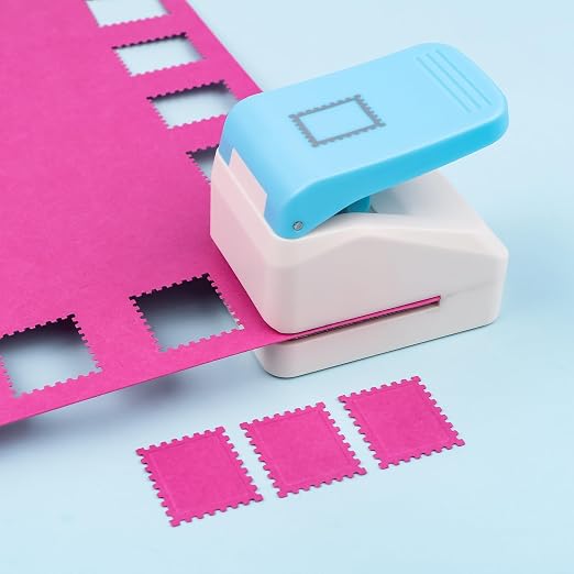 2 Pcs Stamp Paper Punch, 1X0.8inch & 1.1X0.9 inch Embossing Postage Stamp Shape - Image 6