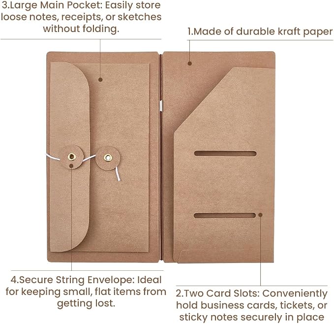 CRASPIRE 3Pcs Kraft Paper Pocket - Image 6