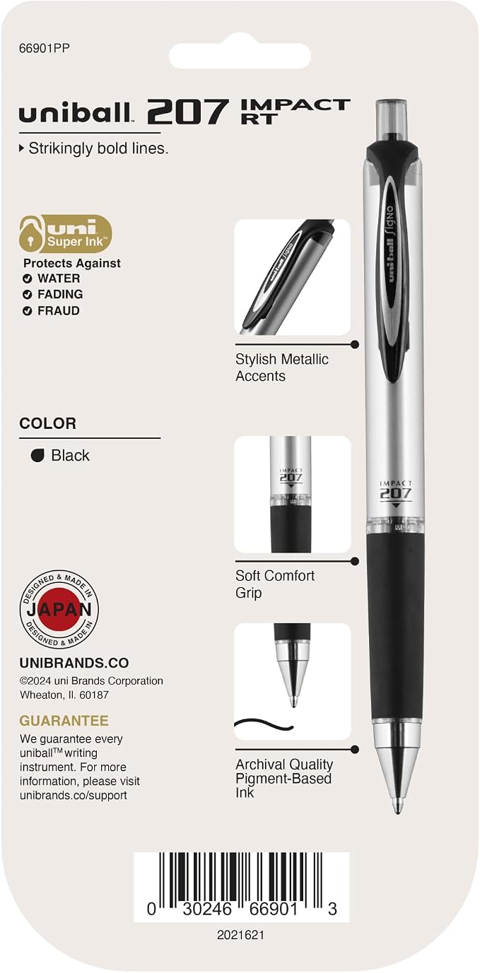 uniball 207 Impact RT Gel Pens, Bold Point, 4 Pack - Image 7