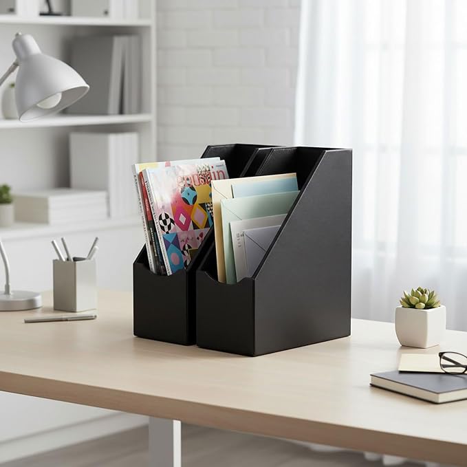 UnionBasic Magazine File Holder, Leatherette Desktop Document Organizer - Image 6
