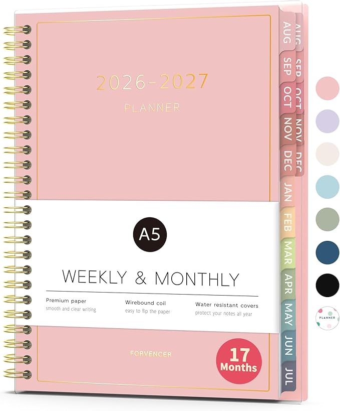 Aug 2026 - Dec 2027 Planner, Forvencer 17 Month Academic Planner 2026-2027 by Forvencer
