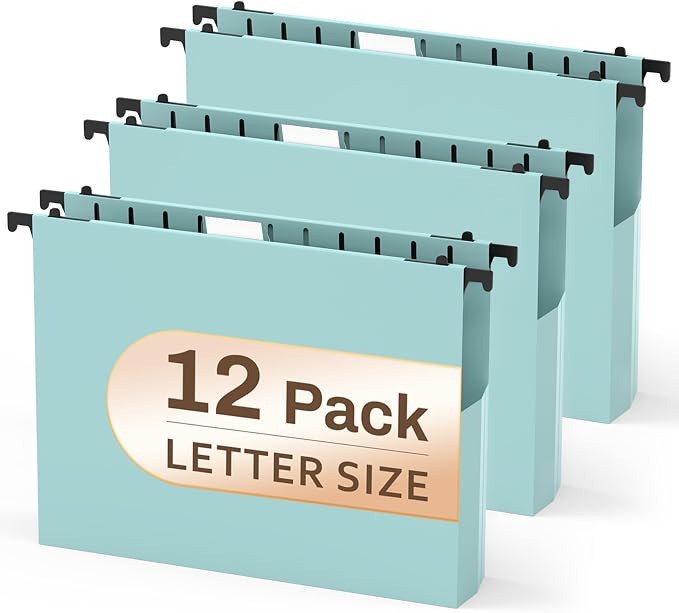 12 Pack Hanging File Folders, Plastic File Folder Hanging by PNETTCO