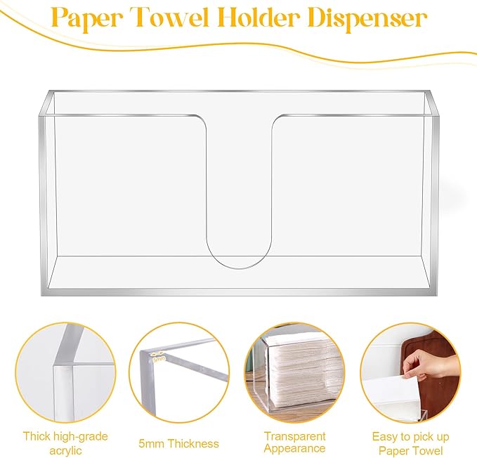 4Pack Acrylic Countertop Paper Towel Dispenser, Folded Paper Towel Dispenser Clear Trifold Napkin Holder, Suitable for Z-fold, C-fold or MultiFold Trifold Paper Towels for Bathroom Toilet and Kitchen-DeskLoop Office