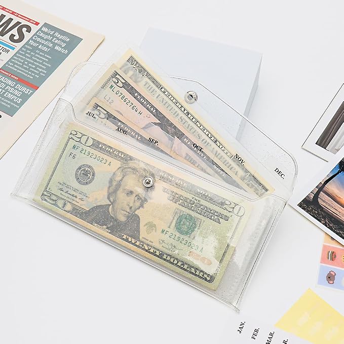 Cash Envelope Wallet PVC Transparent Budget Wallet Money Pocket Dividers - Image 4