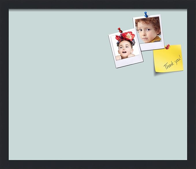 PinPix 20x17 Inch Cork Bulletin Board. This Decorative Framed Pin Board Comes with Soft Blue Design and a Satin Black Frame. Ideal for Home Office Decor or Message Board (PinPix-1814)-DeskLoop Office