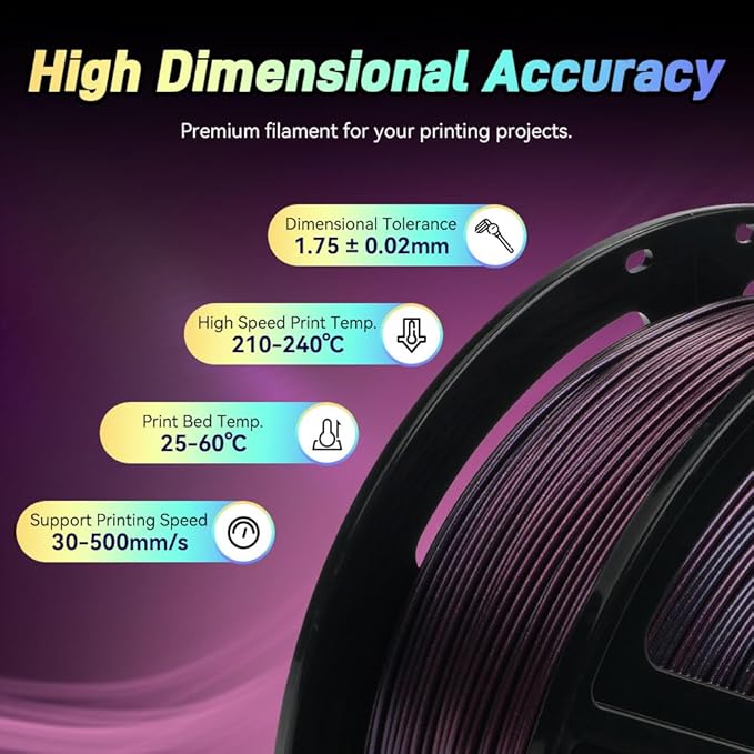 FLASHFORGE Chameleon Gradient Rapid PLA Filament Burnt Titanium & Abyssal Rede, High Flow Speedy Filament 1.75mm Max 500mm/s Fast Printing, Displays Shimmering Effects from Various Angles and Light-DeskLoop Office