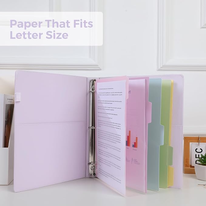 SKYDUE 3 Ring Binder with Clipboard 1 Inch, 13.2" × 10.2" PU Clipboard Binder - Image 5
