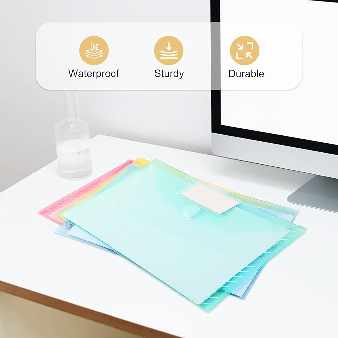 100 Pack, Plastic Envelopes File Folders, HeavyDuty Document Folder - Image 8