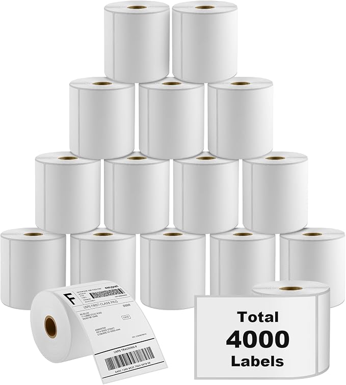 MaxGear 4" x 6" Direct Thermal Labels, Commercial Grade, Permanent Adhesive by MaxGear