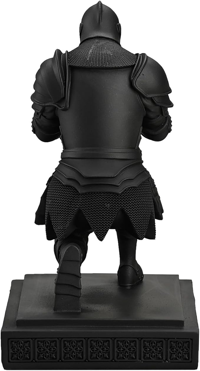 Medieval Armored Warrior Knight Pen Holder Desk Organizers and Accessories Resin Pencil Holder Paperweight as Gift with a Cool Letter Opener for Desk (Black)-DeskLoop Office