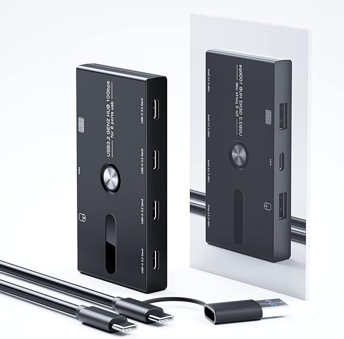 10Gbps USB C Hub, 6 Ports USB C Splitter, Type-C and USB 3.2 to USB C Hub for PC, Laptop, MacBook Pro/Air, iMac, Surface Pro, Chromebook, Etc(HUB ONLY, Not Support Charging/Monitor)-DeskLoop Office