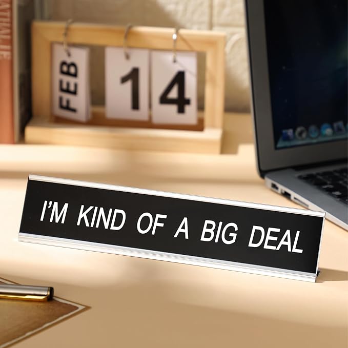 Menkxi Funny Desk Signs for Office, Novelty Nameplate Office Decor Black Desk - Image 3
