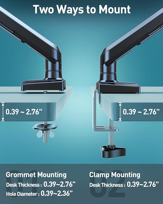 Single Monitor Desk Mount, 13-32 inch Adjustable Gas Spring Monitor Arm, Computer Monitor Stand Holder with Clamp and Grommet Base, Fits 4.4 to 22lbs Screens, VESA Mount Bracket, Black, Freelift Pro-DeskLoop Office
