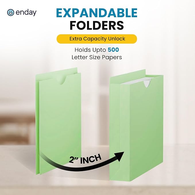 Enday 2 Inch File Jackets- Assorted Colors Expandable File Folders - Image 3