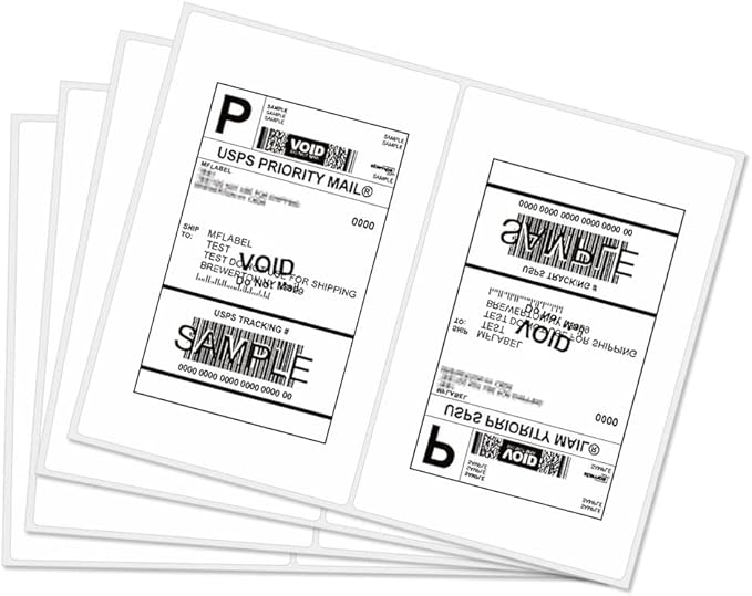 MFLABEL® Round Conrner Half Sheet Shipping Labels 2-UP Click-n-Ship Mailing Postage Labels(4000Labels)-DeskLoop Office