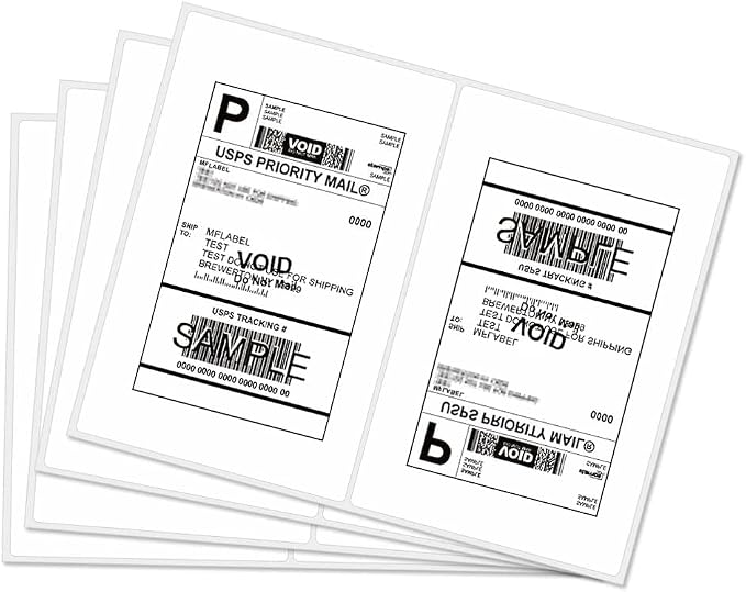 MFLABEL® Round Conrner Half Sheet Shipping Labels 2-UP Click-n-Ship Mailing by MFLABEL