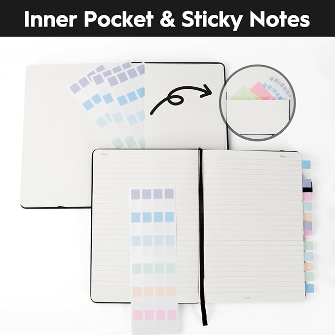 A5 Lined Journal Notebooks for Work, 192 Pages, Medium 5.7 x 8.3inch, College Ruled, Vegan Leather Hardcover Journals for Women Men,3 Pack-DeskLoop Office