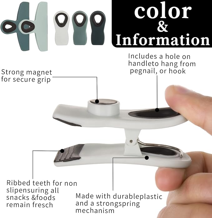 Chip Clips, Bag Clips, Magnetic Bread Food Package - Image 2