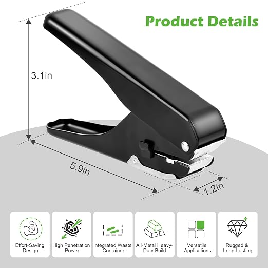 Heavy-Duty Slot Punch, Handheld Badge Hole Puncher, All Metal ID Card Puncher - Image 3
