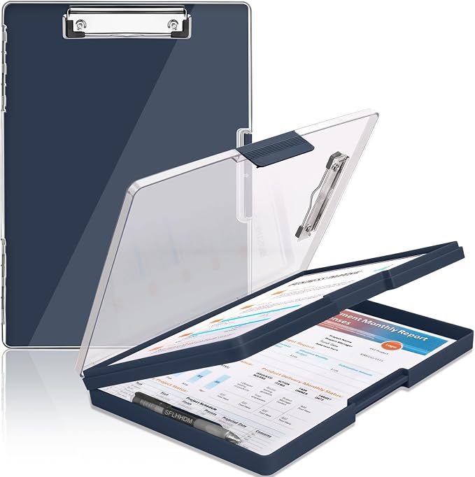 SFLHHDM Clipboard with Storage, Heavy Duty Clip Boards 8.5x11 with 2 Storage by SFLHHDM