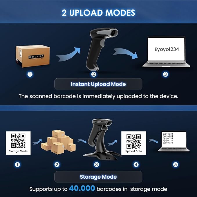 Eyoyo 2D 1D Wireless Barcode Scanner - Image 4