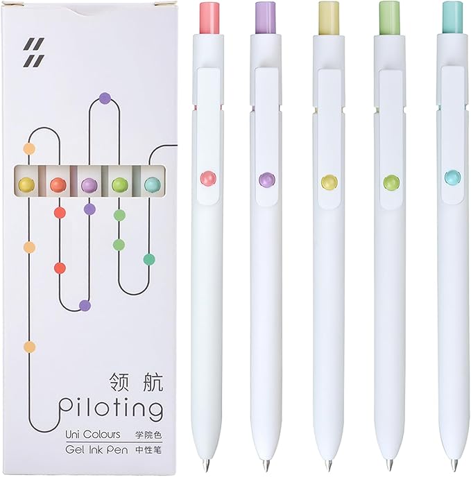 Gel Pens, 5Pcs 0.5mm Fine Point Pens With Smooth Wirting,Quick Dry Aesthetic Pens For Journaling, Ballpoint for Office School Supplies,Gifts for Women Men Student(Ivory White)-DeskLoop Office