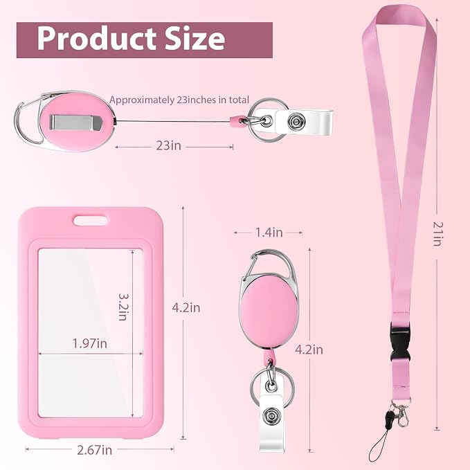 ID Badge Holder with Retractable Reel & Detachable Lanyard Clip, Double-Sided - Image 3