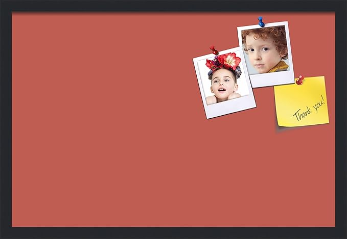 PinPix 27x18 Inch Cork Bulletin Board. This Decorative Framed Pin Board Comes with Crimson Pastel Design and a Satin Black Frame. Ideal for Home Office Decor or Message Board (PinPix-1807)-DeskLoop Office