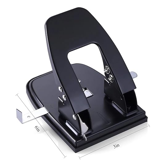 Two Hole Punch | 30 Sheet Capacity, Adjustable Guide, Heavy-Duty Metal Puncher - Image 2