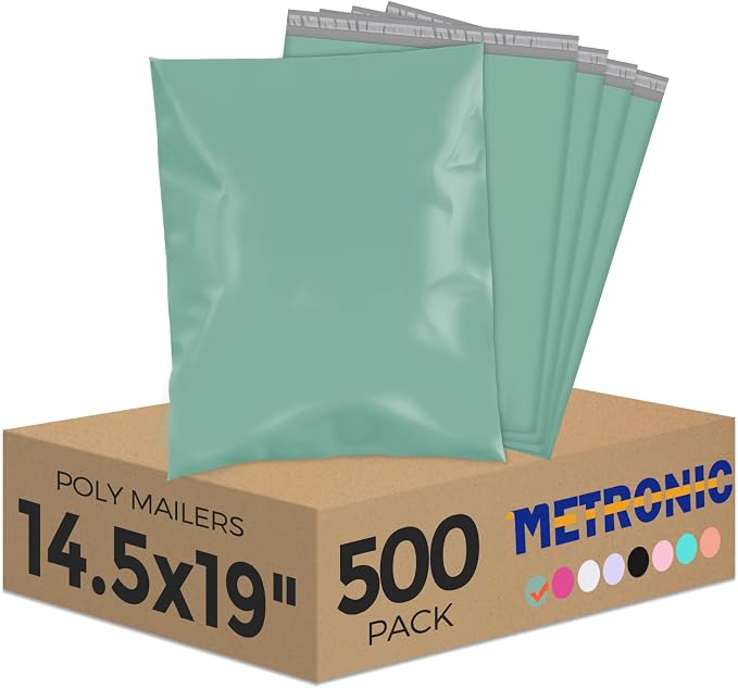 Metronic Poly Mailers 14.5X19 500Pack, Strong Adhesive Shipping Envelopes by METRONIC