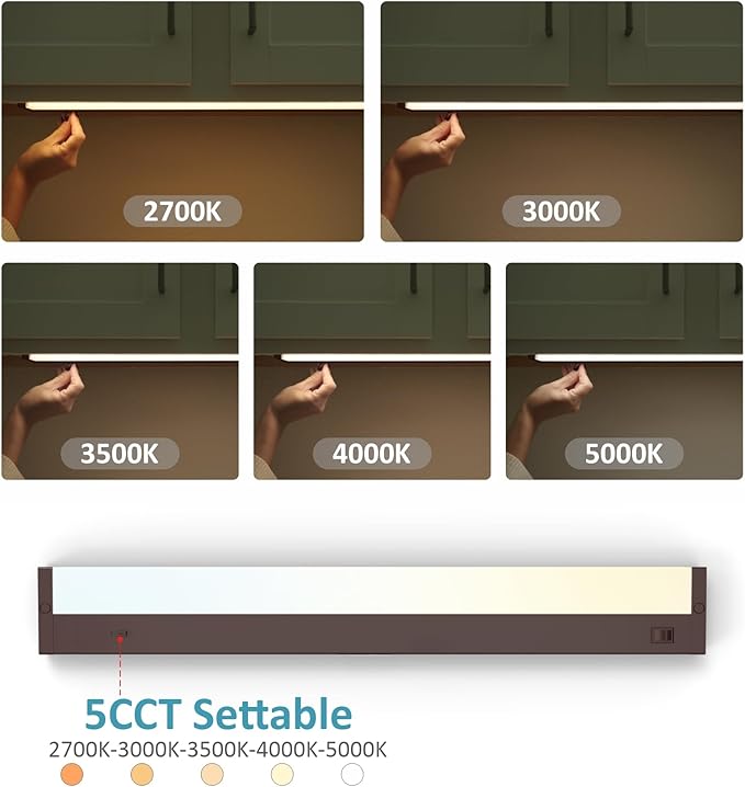 Leetdud LED Under Cabinet Lighting Hardwired or Plug in, 16 Inch 8W, Dimmable 5 - Image 3