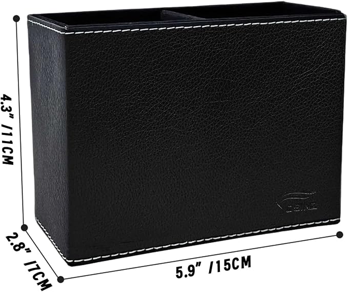 Black Pen Holder, Double Slots Leather Pencil Holder, Elegant Pen Holder - Image 2