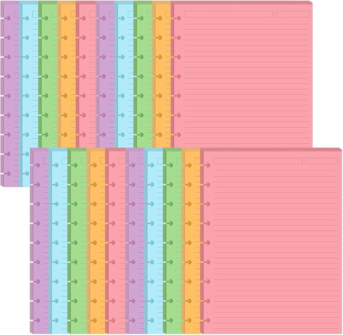 9-Disc Discbound 5 Colorful Line Paper Pre-punched Happy Planners Inserts by Yaridar