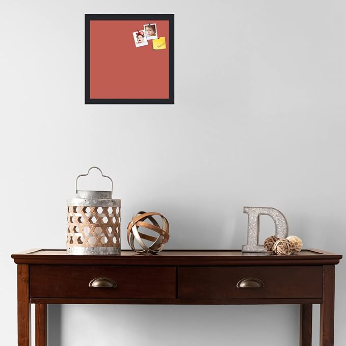 PinPix 14x14 Inch Cork Bulletin Board. This Decorative Framed Pin Board Comes with Crimson Pastel Design and a Satin Black Frame. Ideal for Home Office Decor or Message Board (PinPix-1807)-DeskLoop Office