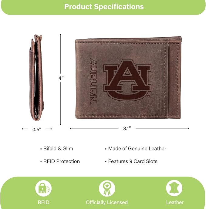 Team Sports America NCAA Auburn University Front Pocket Slim Wallet - Image 4