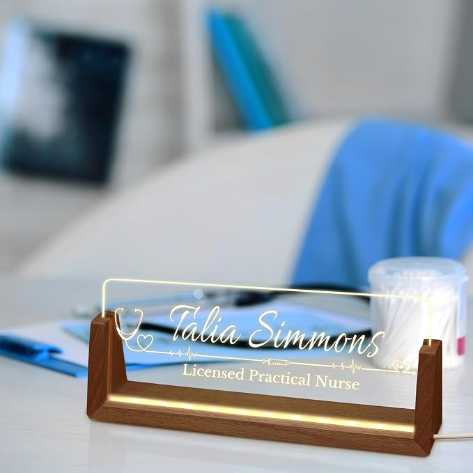Desk Name Plate Personalized, Light Up Name Plate - Image 3