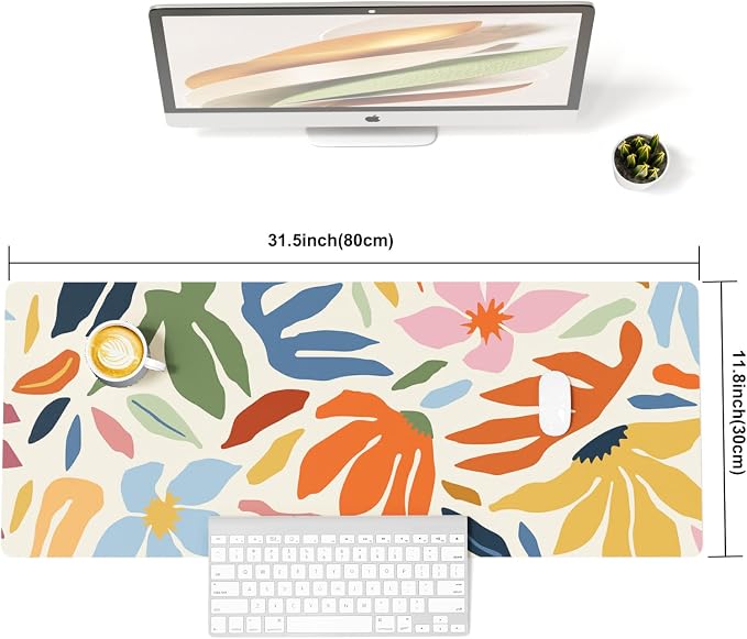 Colorful Star Abstract Floral Large Mouse Pad, Waterproof Office Desk Mat - Image 8