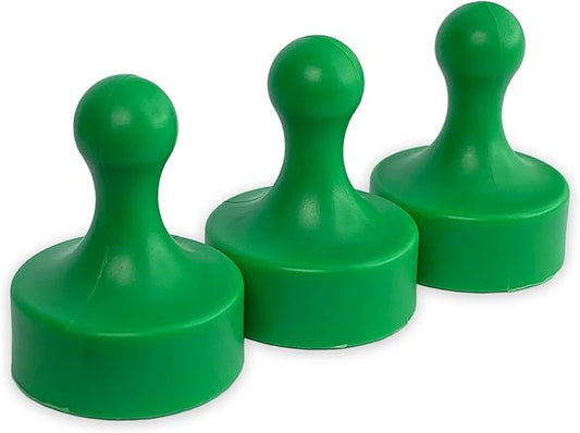 GLASSBOARD STUDIO Powerful Neodymium Magnets, Pawn-Shaped - Strong Fridge/Refrigerator and Whiteboard Magnet, Ideal for Office, Kitchen, Crafts - Rare Earth, Heavy Duty (3, Green)-DeskLoop Office